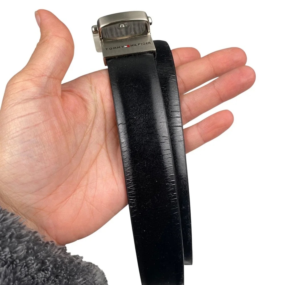 Tommy Hilfiger & Dockers Mens Reversible Leather Belt Bundle Black Brown Size 40